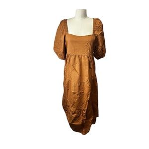 Minkpink Yasamin dress in Caramel NWT prairie cut out style maxi puff sleeve